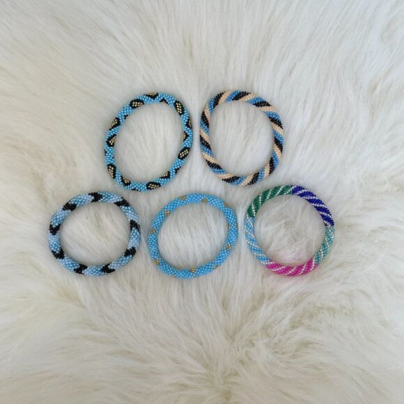 HAND CRAFTED in Nepal Beaded Bracelets (set of 5) #201 - Picture 3 of 5